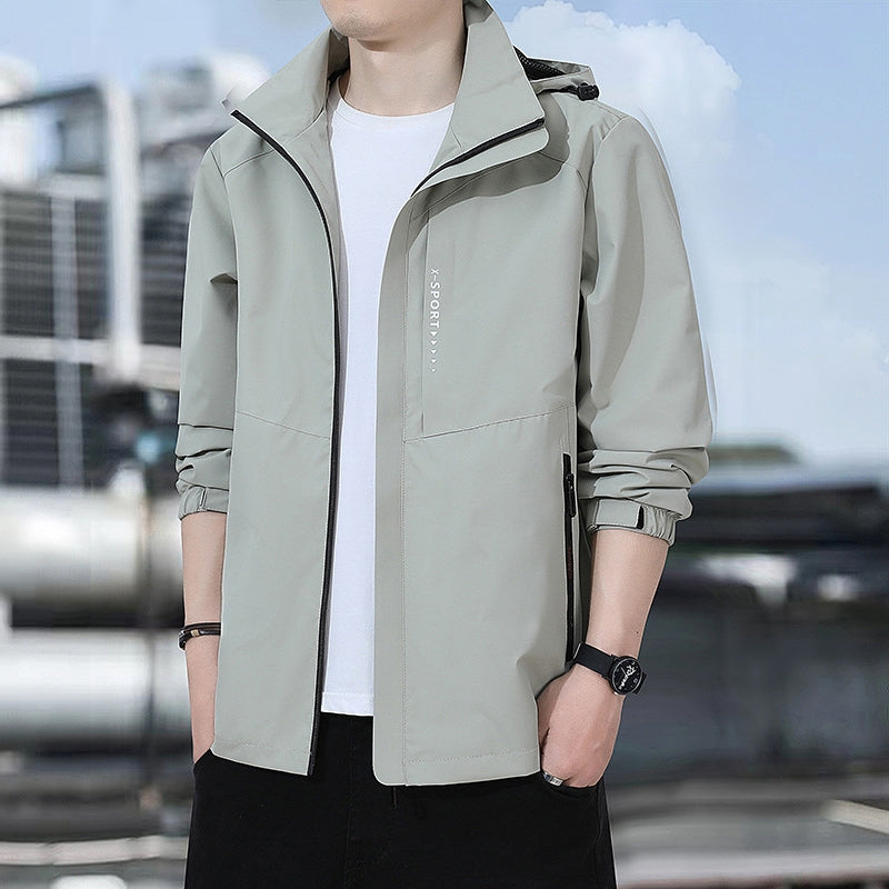 Outdoor Waterproof and Windproof Hooded Windbreaker Coats Apricot Tracksuits - Tophatter Daily Deals