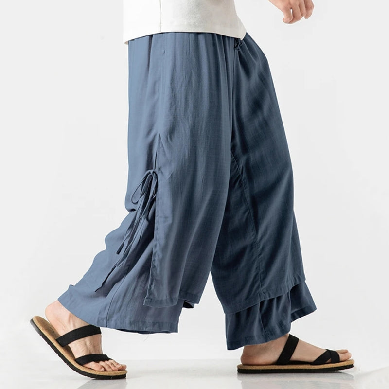 Men Linen Harem Pants Breathable Wide Leg Pants Pants - Tophatter Daily Deals