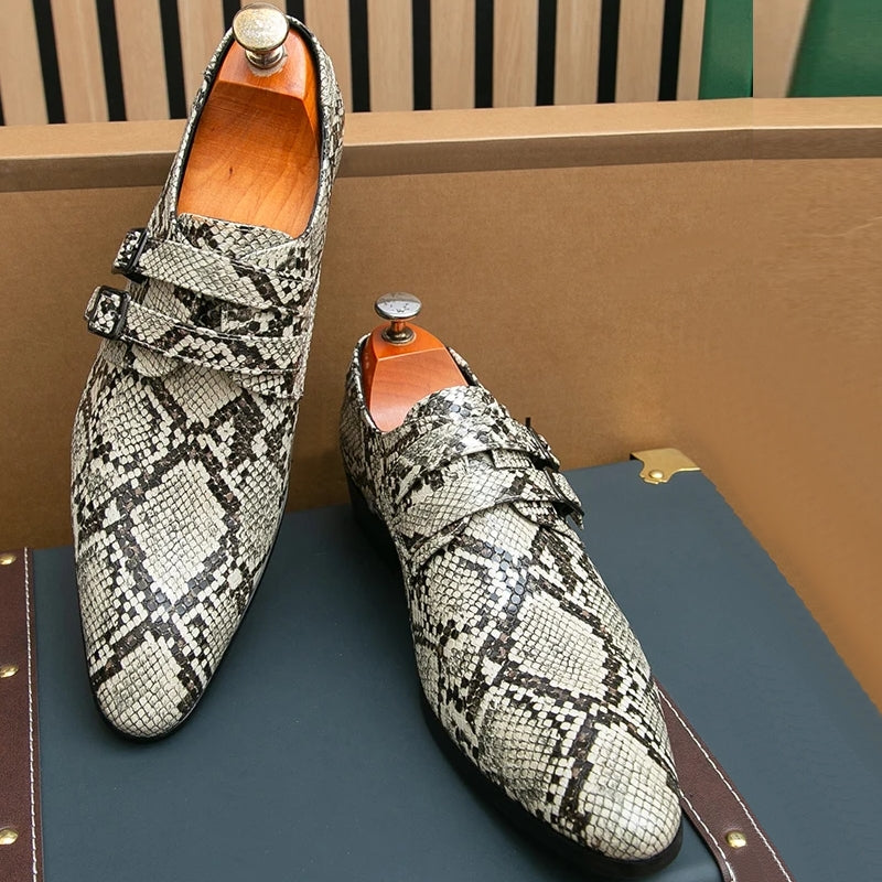 Stylish Men Snake Print Casual Dress Shoes Men Dresses Shoes - Tophatter Daily Deals