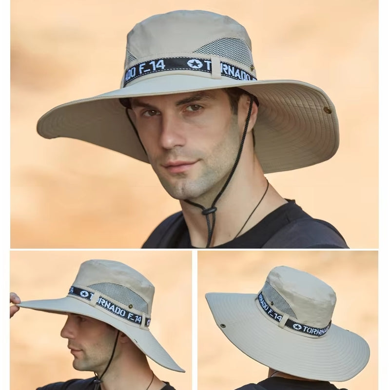 Fashion Big Brim Caps Hat Men Anti-UV Sun Hats Beige Cap - Tophatter Daily Deals