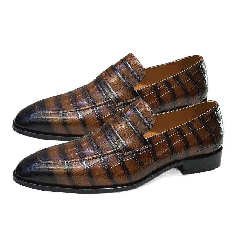 Men Pointed Loafers Slip-on Leather Shoes Brown Men Dresses Shoes - Tophatter Daily Deals