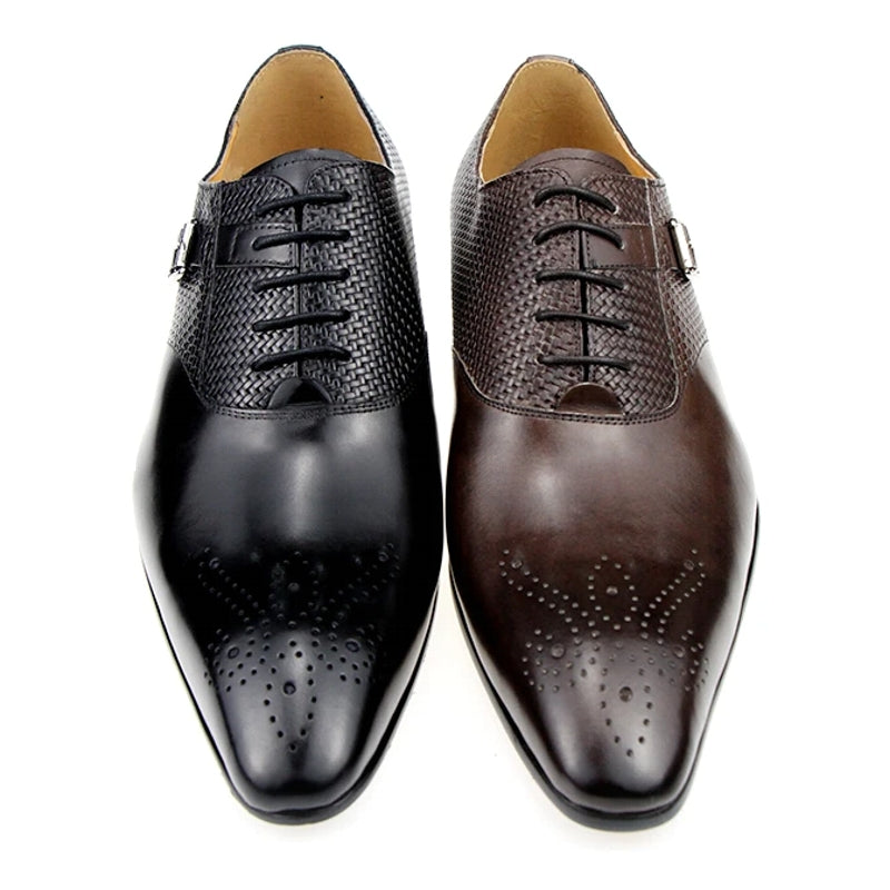 Exquisite Metal Buckle Genuine Leather Men Business Shoes Men Dresses Shoes - Tophatter Daily Deals