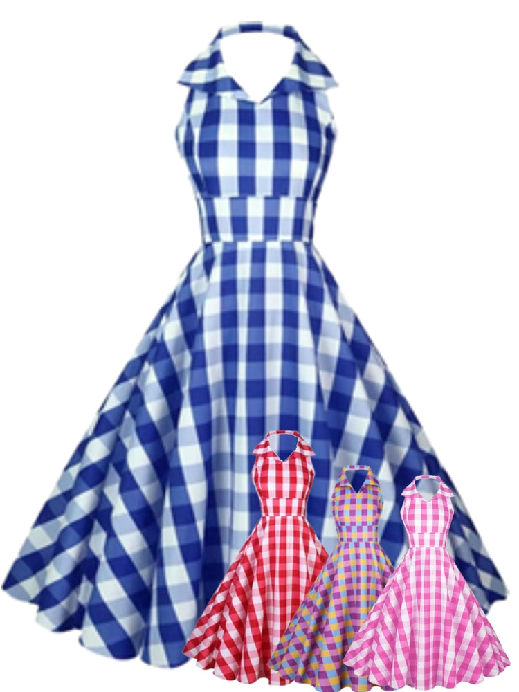 Retro Halter Party Midi Dresses Midi Dresses - Tophatter Daily Deals