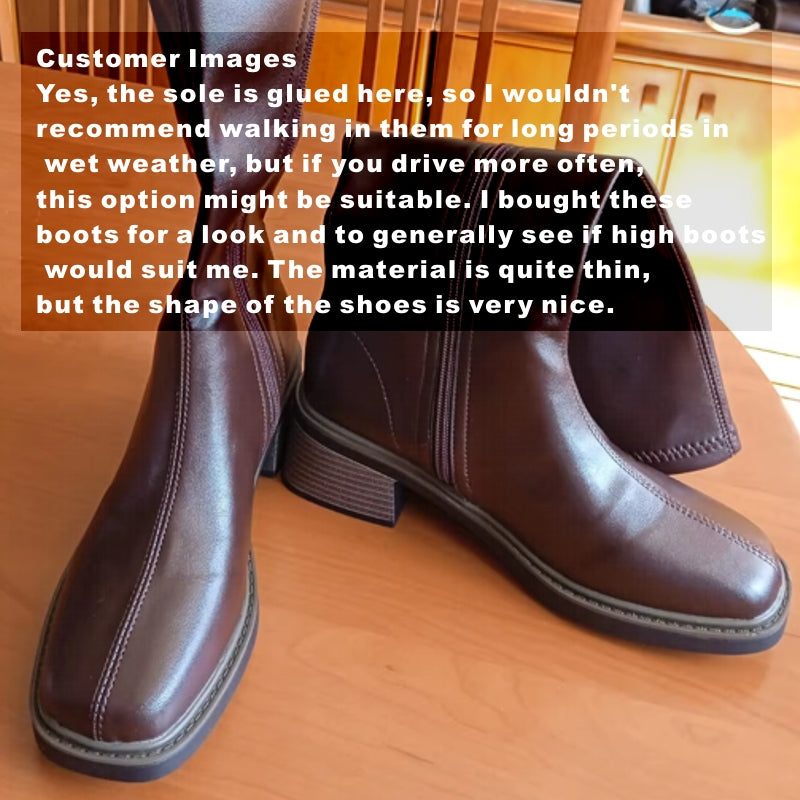 Vintage Thick Heel Women Side Zippers Knee High Boots Boots - Tophatter Daily Deals