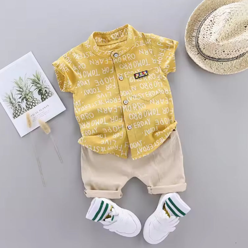 Summer Casual Clothes Set Top Shorts Yellow kids clothing - Tophatter Daily Deals