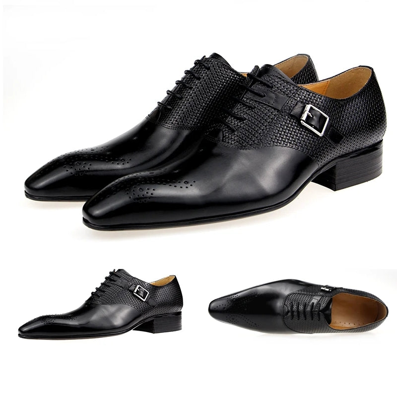 Exquisite Metal Buckle Genuine Leather Men Business Shoes Men Dresses Shoes - Tophatter Daily Deals
