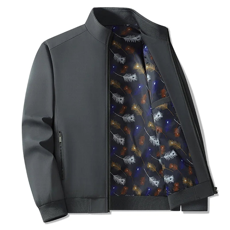 Men Stand Collar Windbreaker Sport Coat Gray Men's Clothing - Tophatter Daily Deals