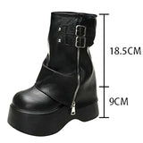 Soft Leather Ankle Mid Calf Chunky Motorcycle Boots Boots - Tophatter Daily Deals