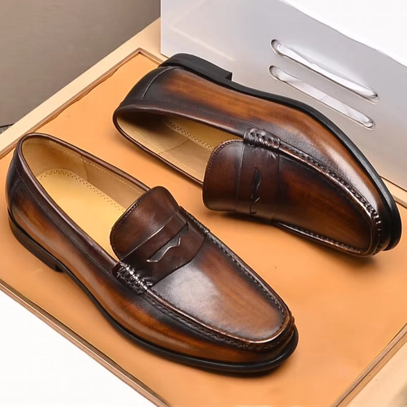 Fashion Business Leather Slip On Loafers Brown Men Dresses Shoes - Tophatter Daily Deals