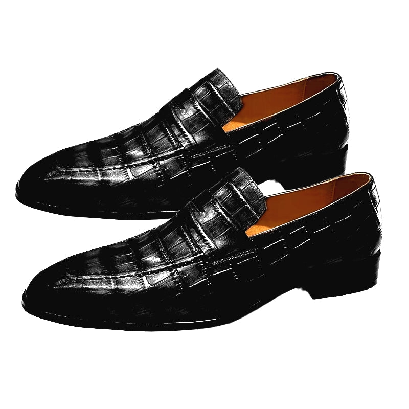 Men Pointed Loafers Slip-on Leather Shoes Black Men Dresses Shoes - Tophatter Daily Deals