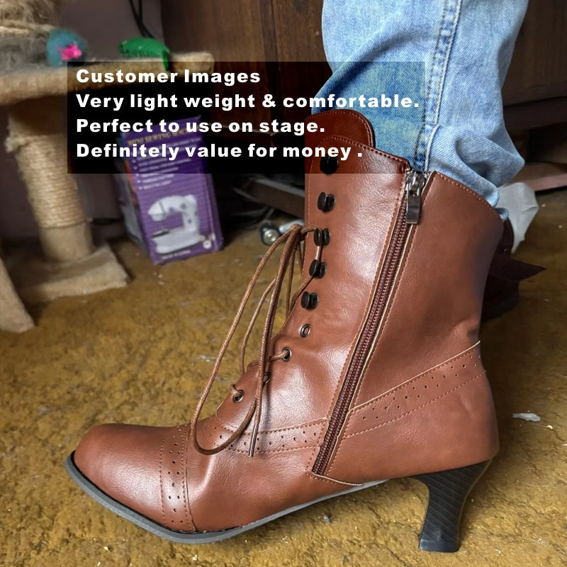 Women Boots PU Leather Victorian Boots Platform Shoes Boots - Tophatter Daily Deals