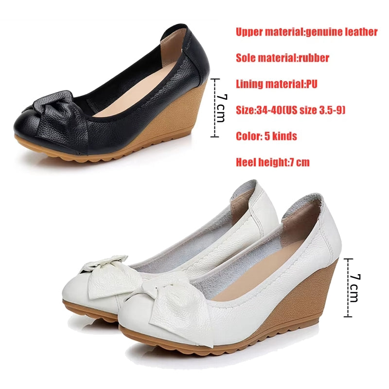 Elegant Leather Wedges Women High Heels Casual Women Shoes - Tophatter Daily Deals