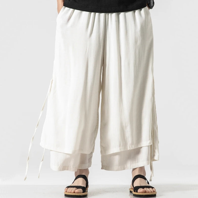 Men Linen Harem Pants Breathable Wide Leg Pants Pants - Tophatter Daily Deals
