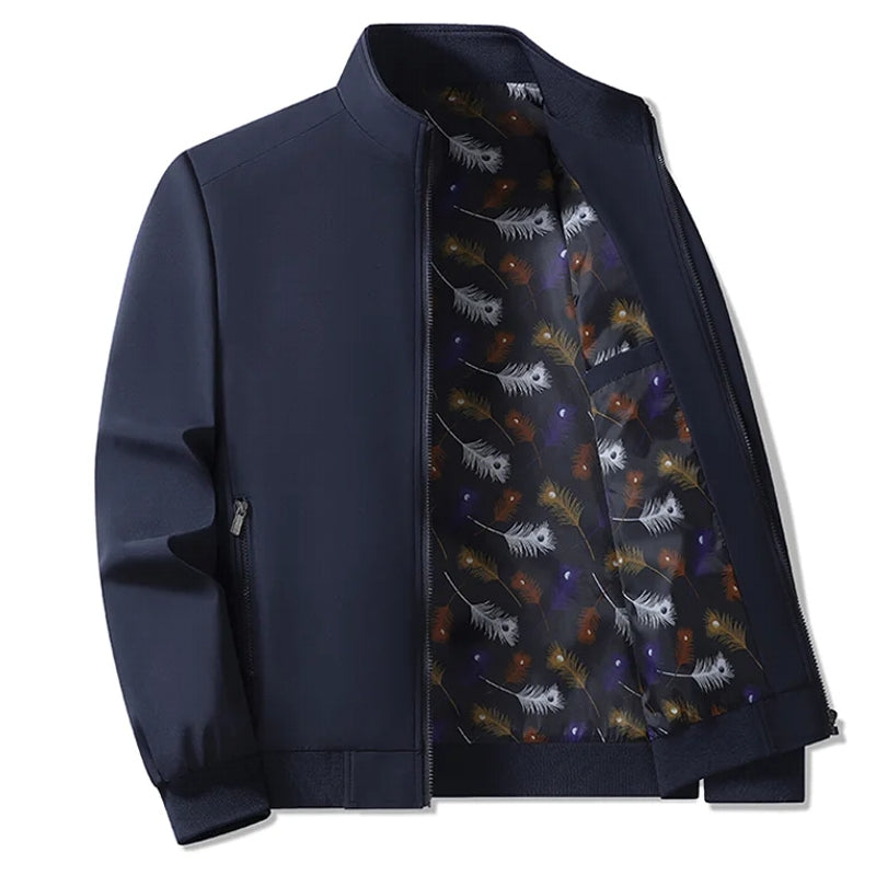 Men Stand Collar Windbreaker Sport Coat Blue Men's Clothing - Tophatter Daily Deals