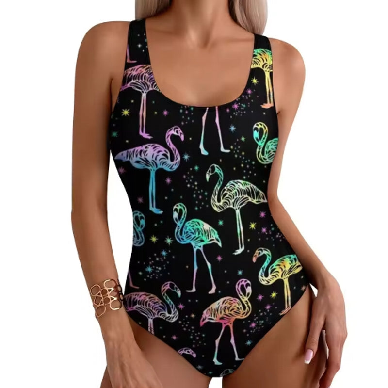 Tropical Flamingo Women Swimsuit One Piece colorful Swimwear - Tophatter Daily Deals