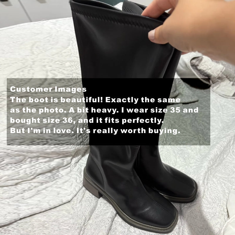 Vintage Thick Heel Women Side Zippers Knee High Boots Boots - Tophatter Daily Deals