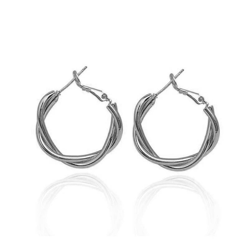 Circle Twine Twisted Hoop Earring for Women Silver Earrings - Tophatter Daily Deals