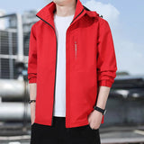 Outdoor Waterproof and Windproof Hooded Windbreaker Coats Red Tracksuits - Tophatter Daily Deals