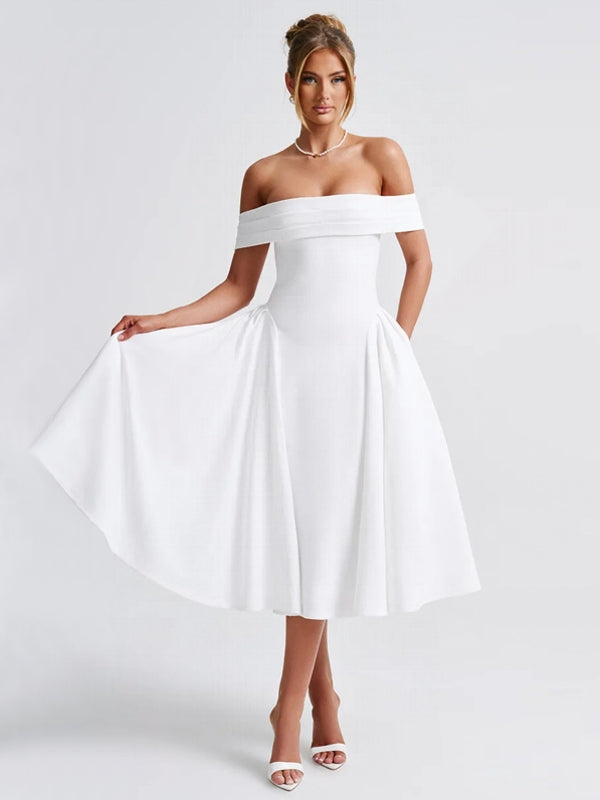 Off-shoulder Backless Sexy Midi Dress Midi Dresses - Tophatter Daily Deals