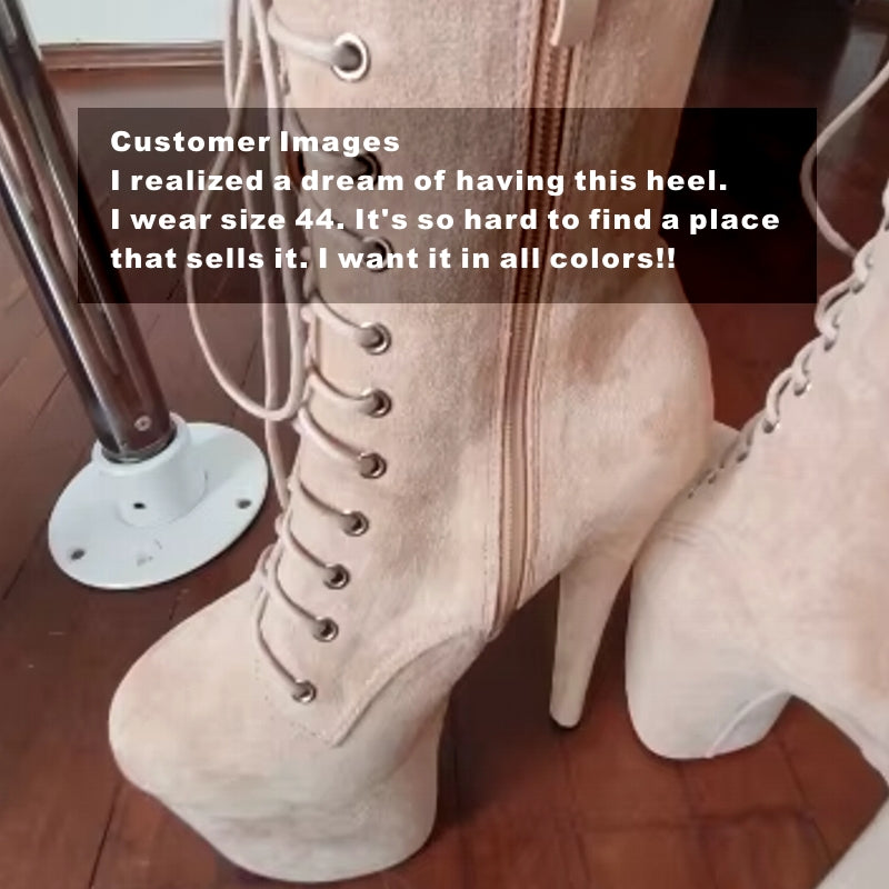 Extreme Pole Dancing Lace-up Flannel Ankle Boots heels - Tophatter Daily Deals