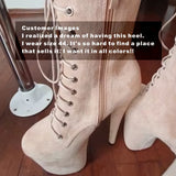 Extreme Pole Dancing Lace-up Flannel Ankle Boots heels - Tophatter Daily Deals