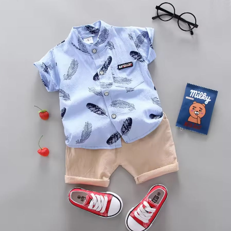 Summer Casual Clothes Set Top Shorts Blue kids clothing - Tophatter Daily Deals