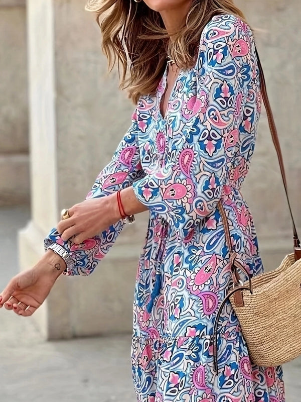 Bohemia Elegant Long Sleeve Maxi Dress Pink Maxi Dresses - Tophatter Daily Deals