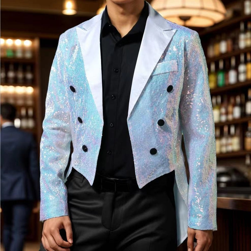 British Style Men Luxury Sequined Tuxedo Suit Jacket Coats & Jackets - Tophatter Daily Deals