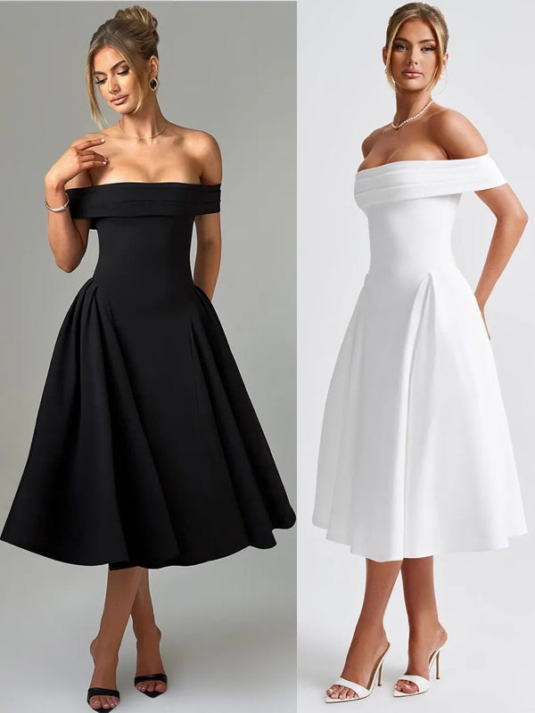 Off-shoulder Backless Sexy Midi Dress Midi Dresses - Tophatter Daily Deals
