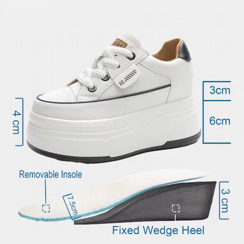 Cow Suede Genuine Leather Platform Shoes 9cm High Heel Sneaker - Tophatter Daily Deals