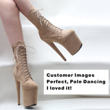 Extreme Pole Dancing Lace-up Flannel Ankle Boots heels - Tophatter Daily Deals