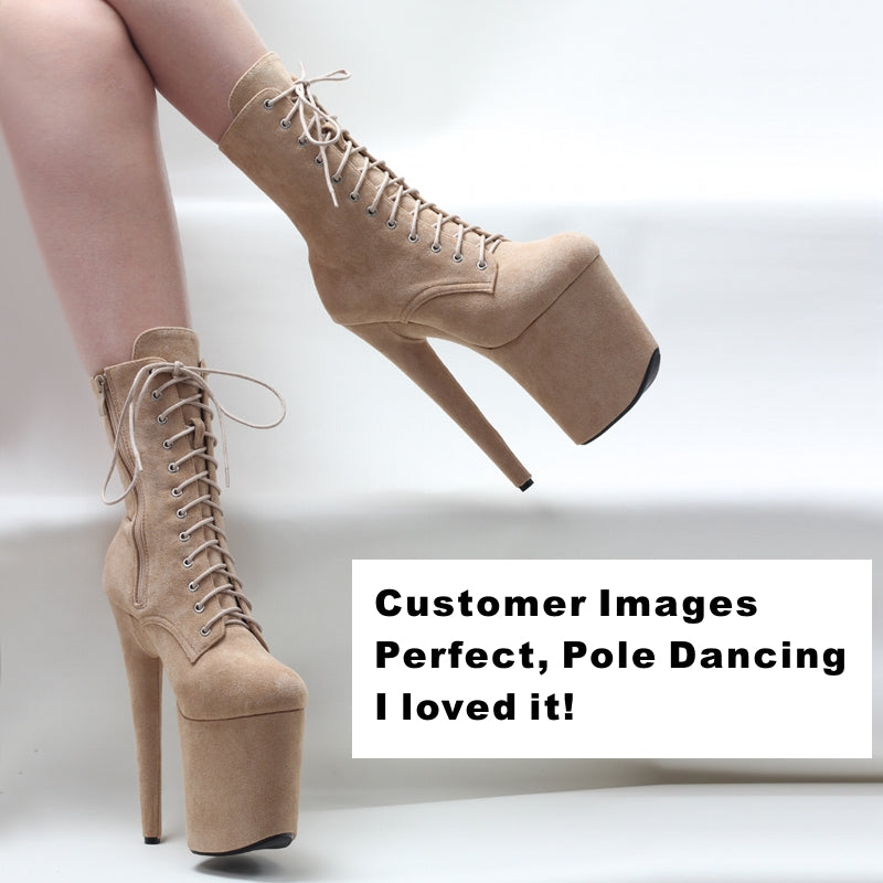 Extreme Pole Dancing Lace-up Flannel Ankle Boots heels - Tophatter Daily Deals
