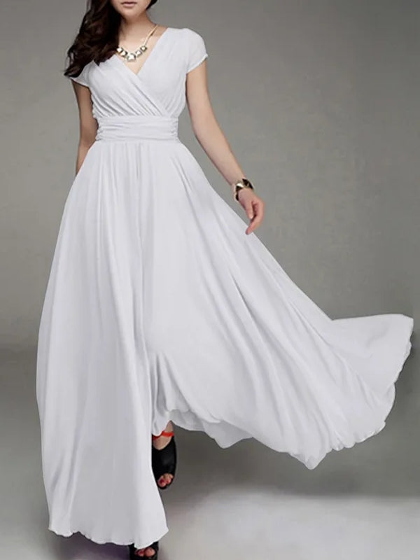 Long Cocktail Chiffon Evening Dress White Maxi Dresses - Tophatter Daily Deals