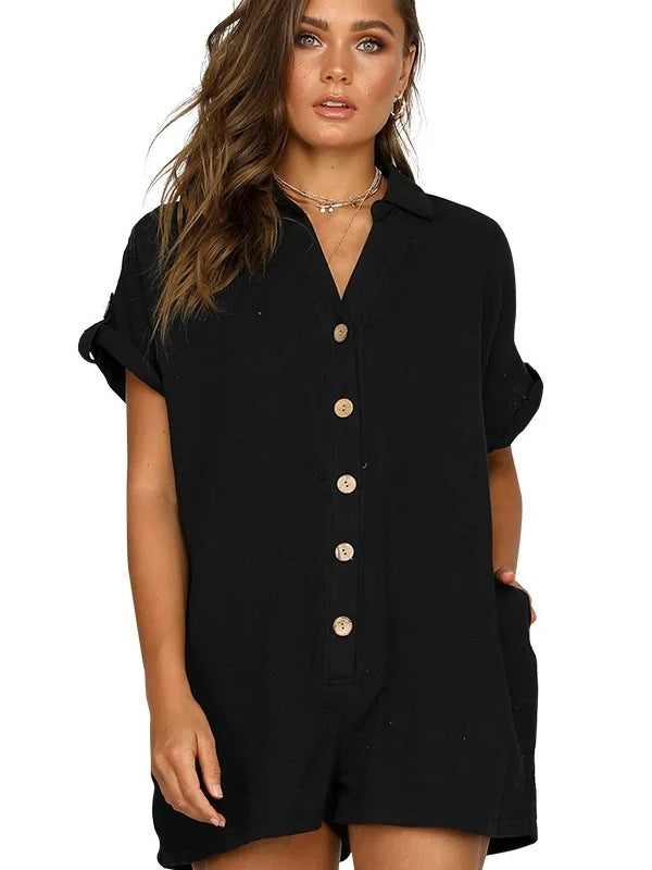 One piece top short Black Jumpsuit - Tophatter Daily Deals