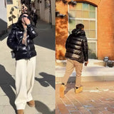 Men Trend Solid Color Short Winter Warm Hooded Parkas Men Jackets - Tophatter Daily Deals