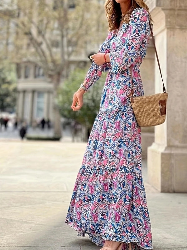 Bohemia Elegant Long Sleeve Maxi Dress Maxi Dresses - Tophatter Daily Deals