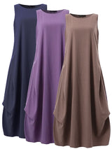 Casual Loose Solid Cotton Maxi Dresses Sleeveless Dresses - Tophatter Daily Deals
