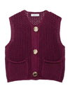 Green Round Neck Women Knitted Vest Wine Red Blouses - Tophatter Daily Deals