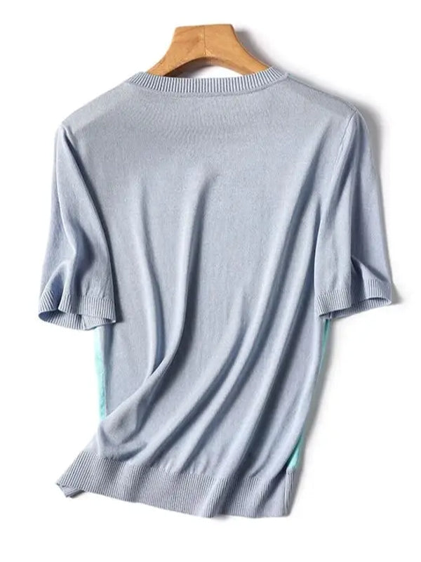 Summer Ice Silk Short Sleeve T-shirt Blouses - Tophatter Daily Deals