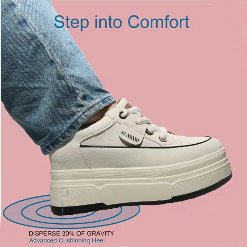 Cow Suede Genuine Leather Platform Shoes 9cm High Heel Sneaker - Tophatter Daily Deals