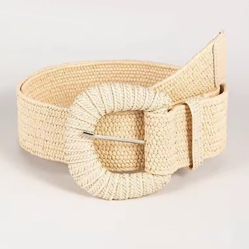Unisex Braided Belt Adjustability Fake Straw Belt States Beige Belt - Tophatter Daily Deals