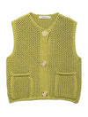 Green Round Neck Women Knitted Vest Blouses - Tophatter Daily Deals