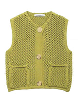 Green Round Neck Women Knitted Vest Blouses - Tophatter Daily Deals