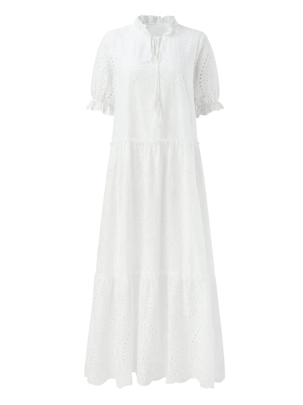 White Plus Size Ruffle Dress Midi Dresses - Tophatter Daily Deals