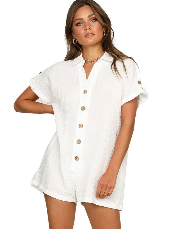 One piece top short White Jumpsuit - Tophatter Daily Deals
