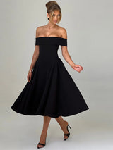 Off-shoulder Backless Sexy Midi Dress Midi Dresses - Tophatter Daily Deals