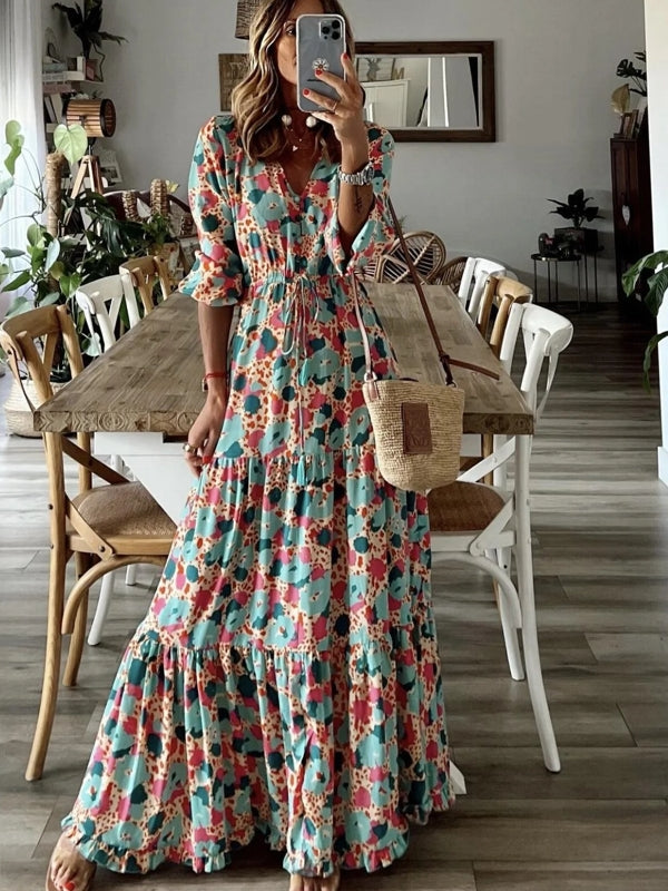 Bohemia Elegant Long Sleeve Maxi Dress Maxi Dresses - Tophatter Daily Deals