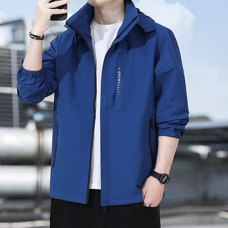 Outdoor Waterproof and Windproof Hooded Windbreaker Coats Blue Tracksuits - Tophatter Daily Deals
