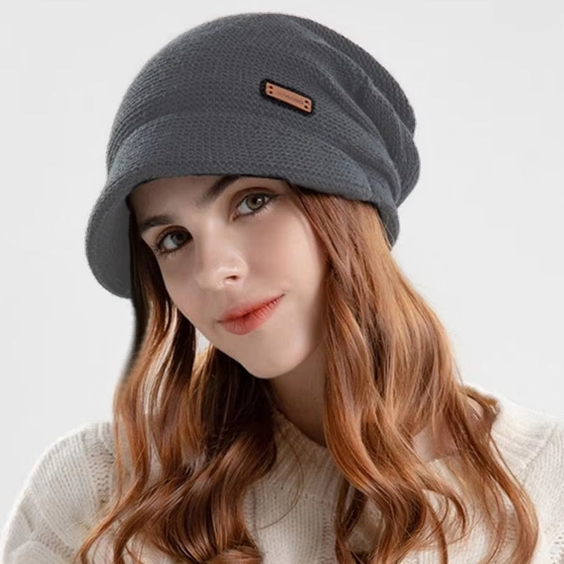 Winter Soft Plush Knitted Hat Dark Grey Cap - Tophatter Daily Deals