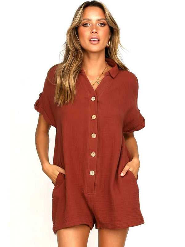One piece top short Claret Jumpsuit - Tophatter Daily Deals